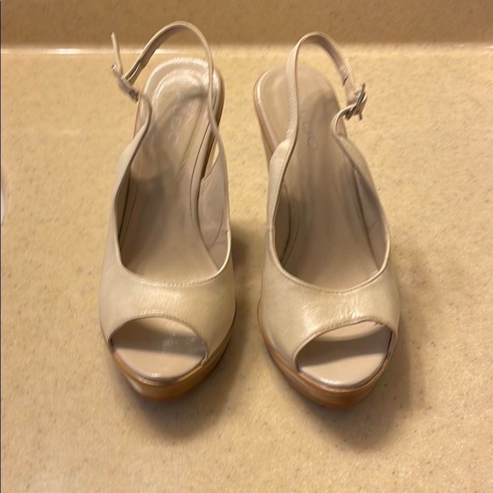 Aldo cream wedge heels